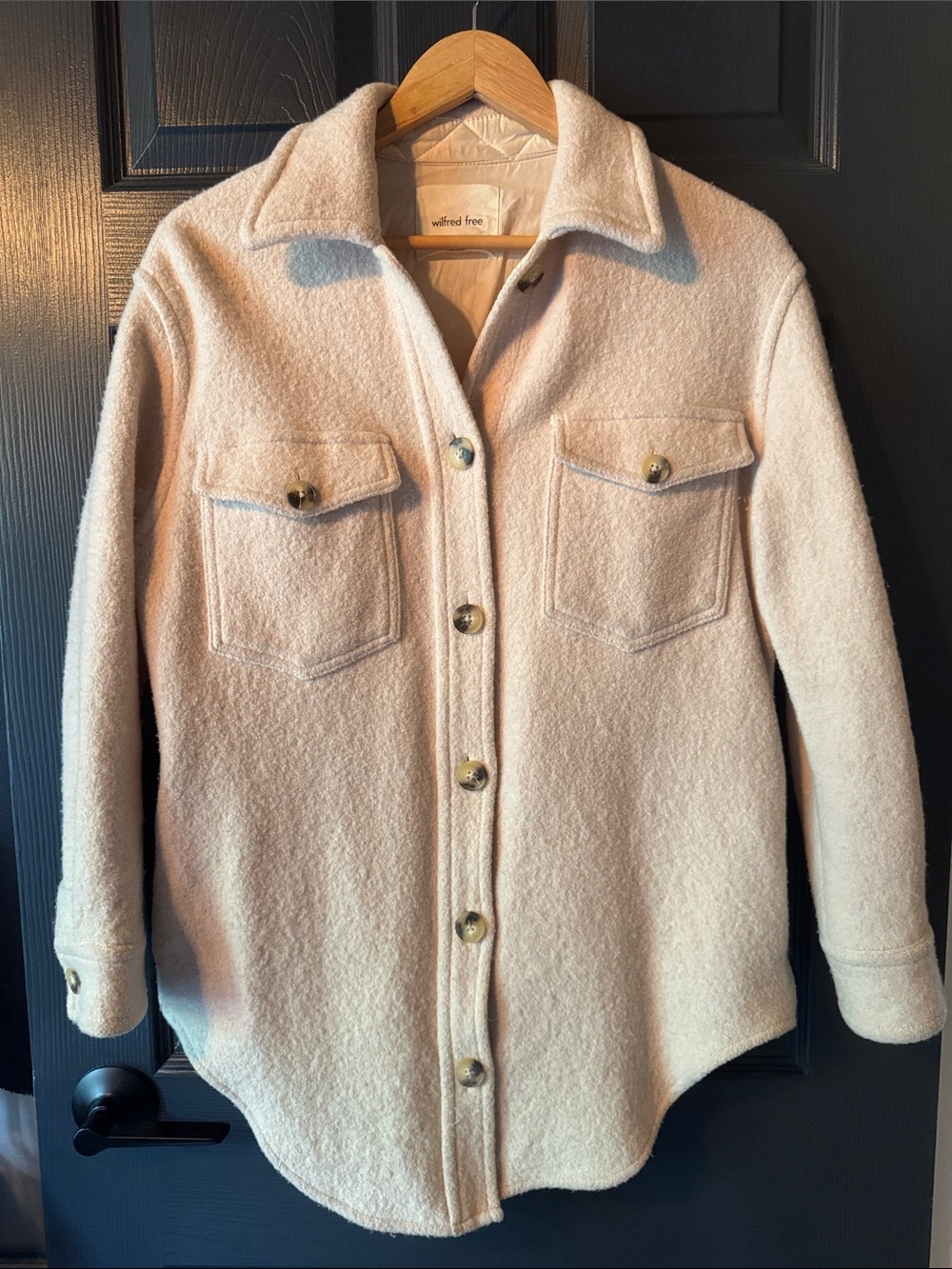 Wilfred Ganna Cream Button-Front Shacket with Chest Pockets